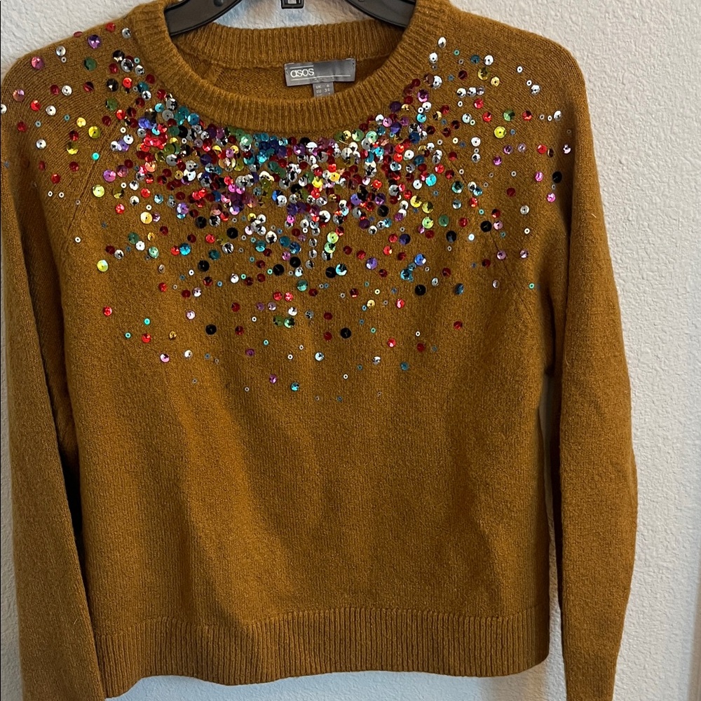 ASOS Multicolor Sequin Mustard Sweater